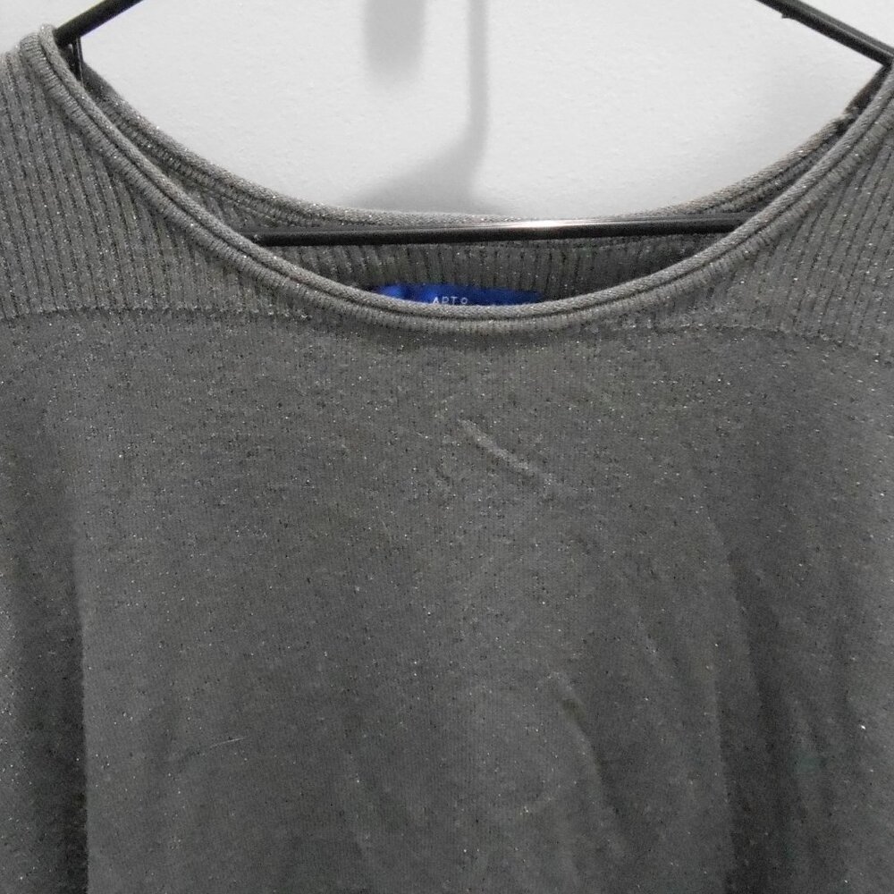 Women's Apt 9 Dark Gray Long Sleeve Pullover Sparkly Sweater Size-1X